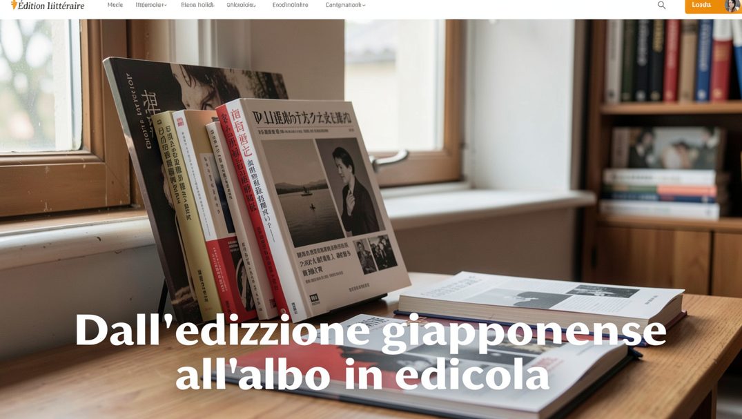 Presentatoio di edicola italiana con albi a fumetti dalle copertine colorate disposti sotto i quotidiani alla luce del mattino